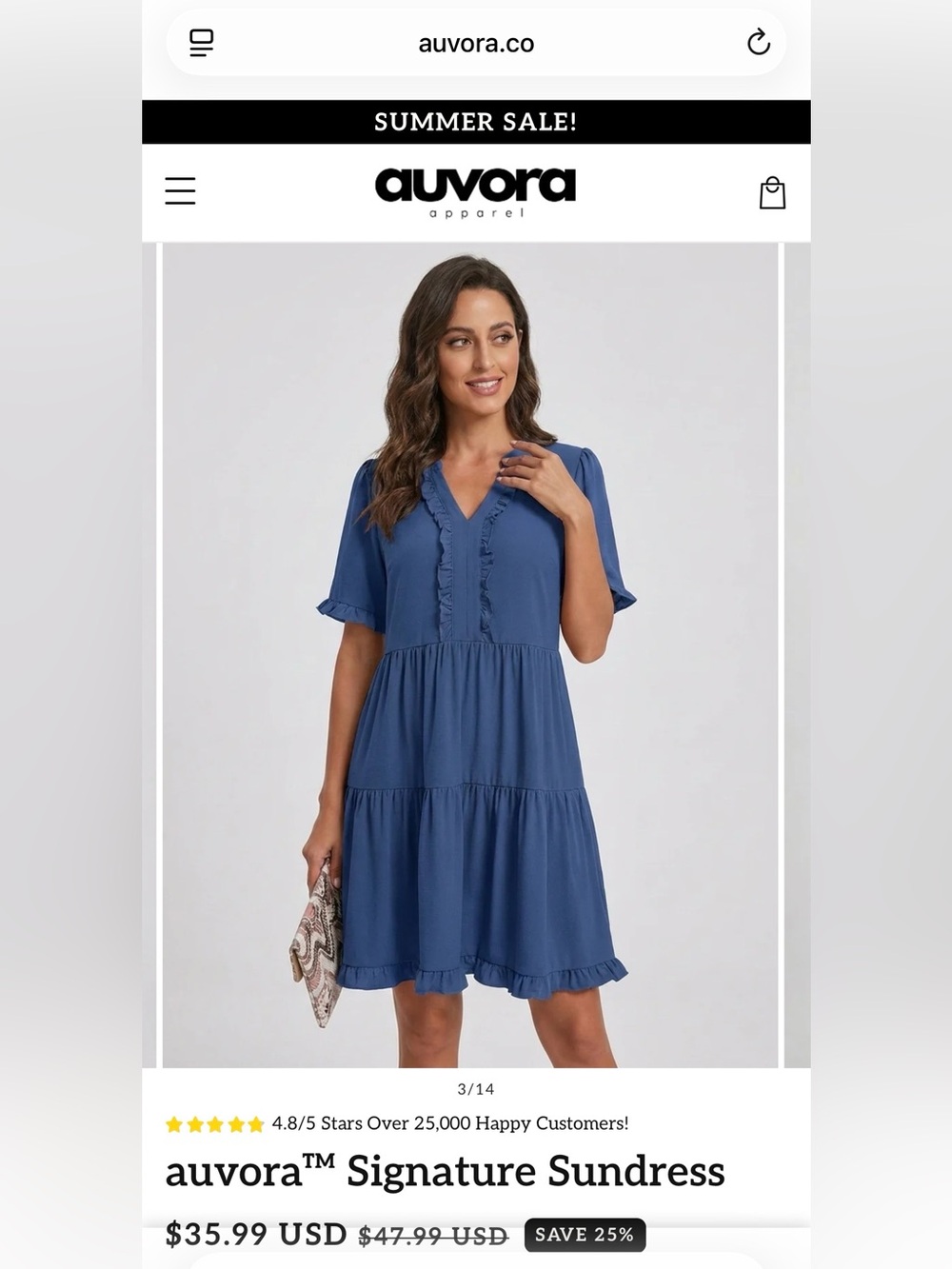 Auvora Signature Blue Sundress size XL NWT